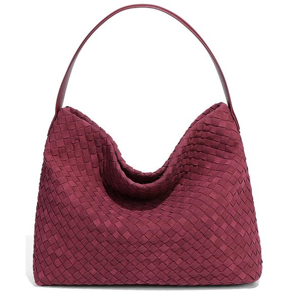 Woven Shoulder Bag Handbags Pu Leather Tote Bag Top-Handle Shoulder :< - Picture 1 of 6